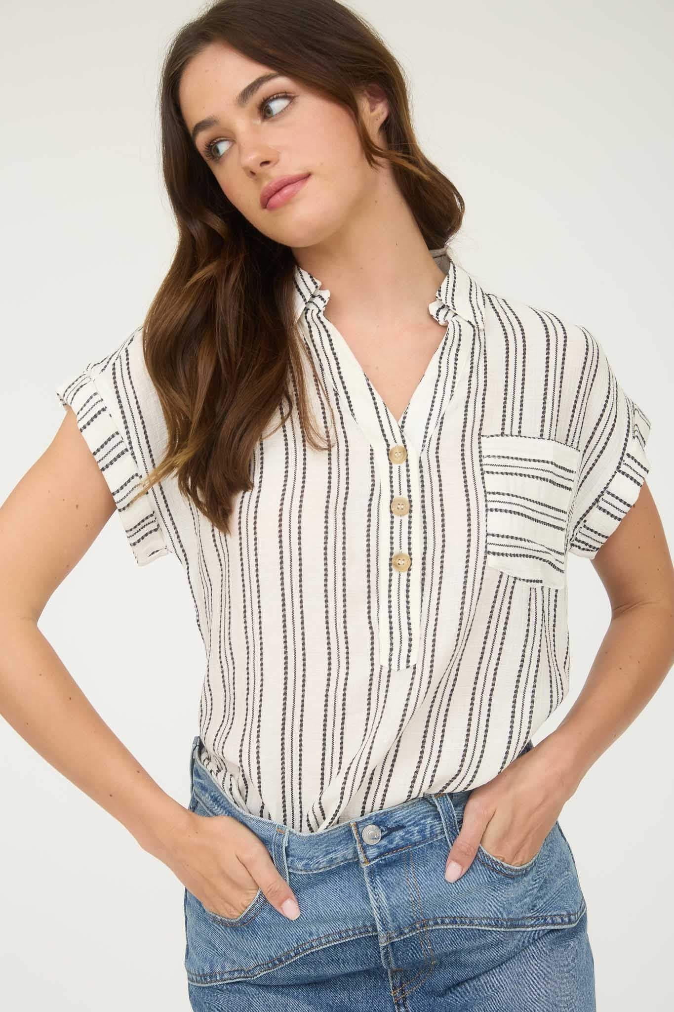 Rosie Half Button SS Shirt