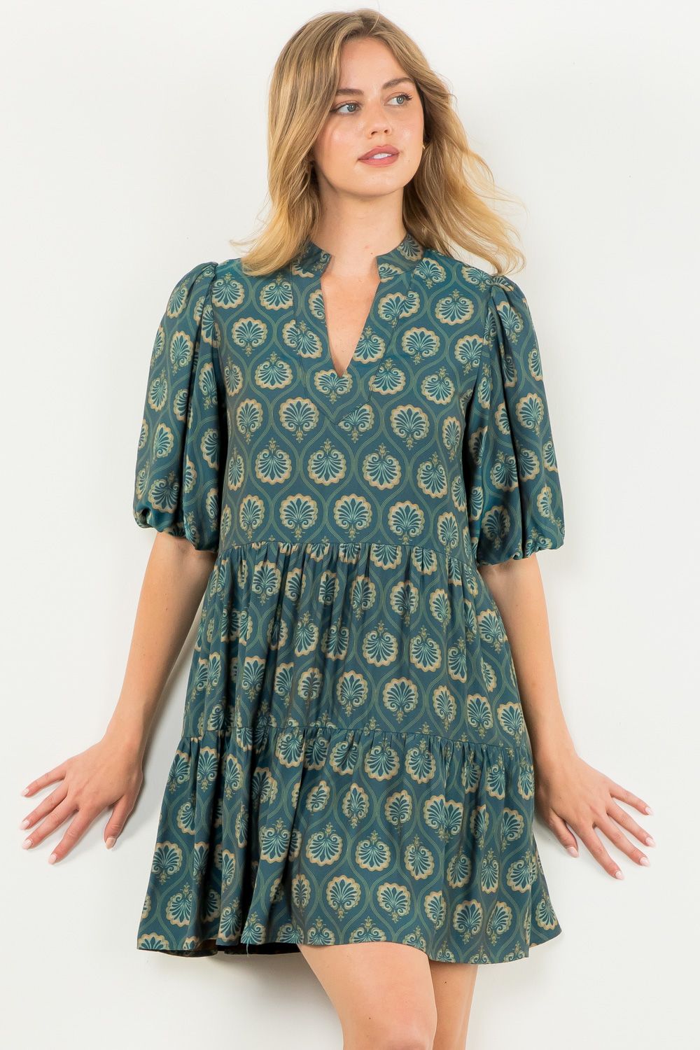 Printed Puff Sleeve Dress