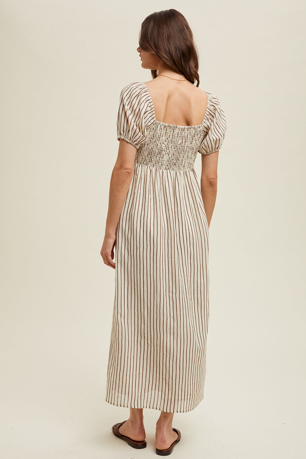 Mocha Striped Midi Dress