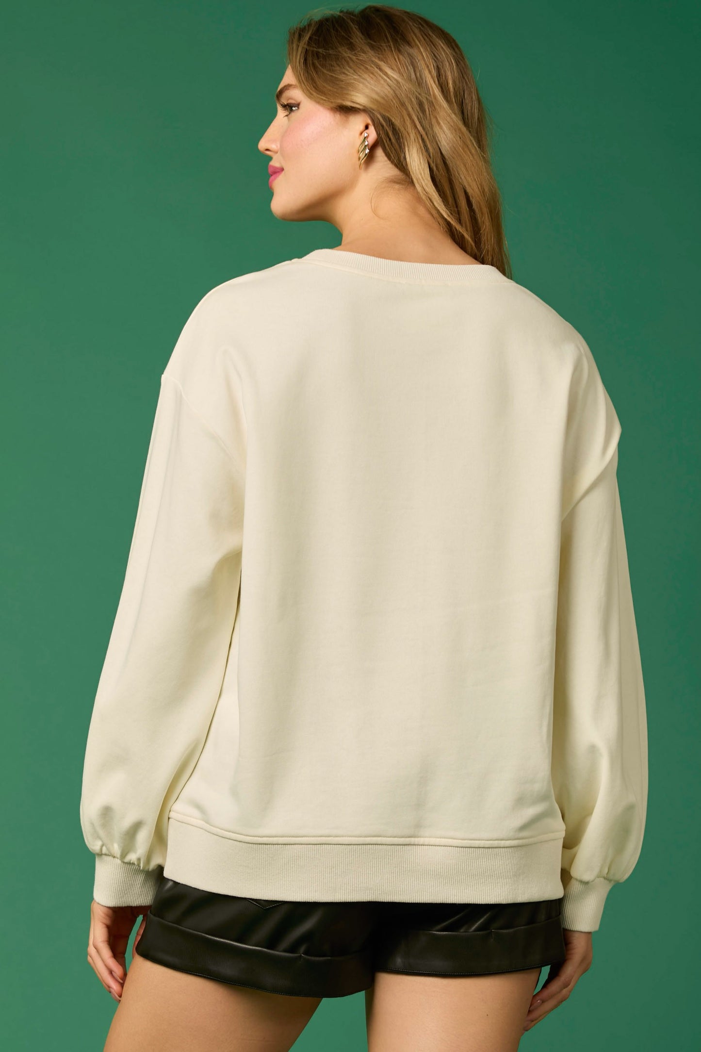 Sequin Christmas Pines Sweater - Cream