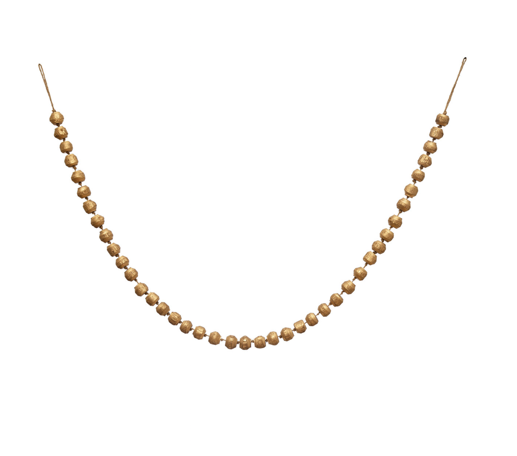 Carved Paulownia Wood Bead Garland