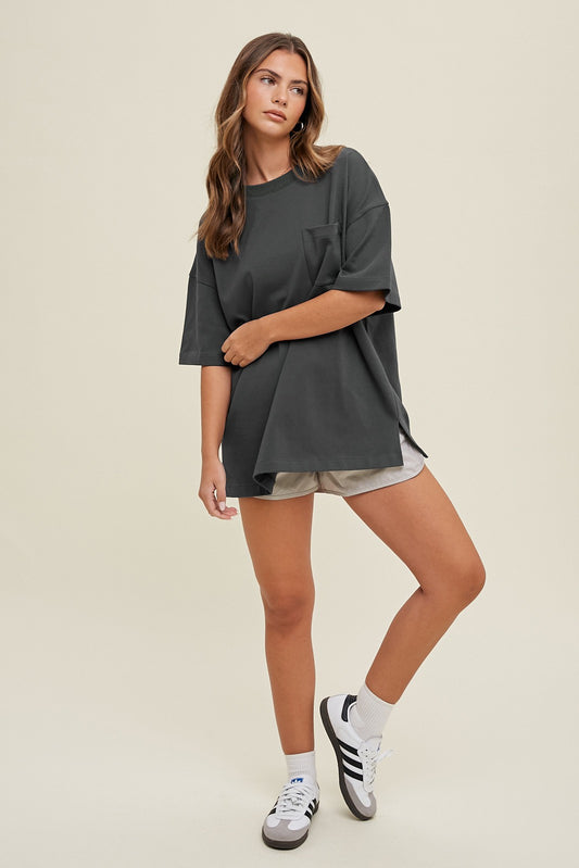 Oversized Boyfriend Tee - Charcoal