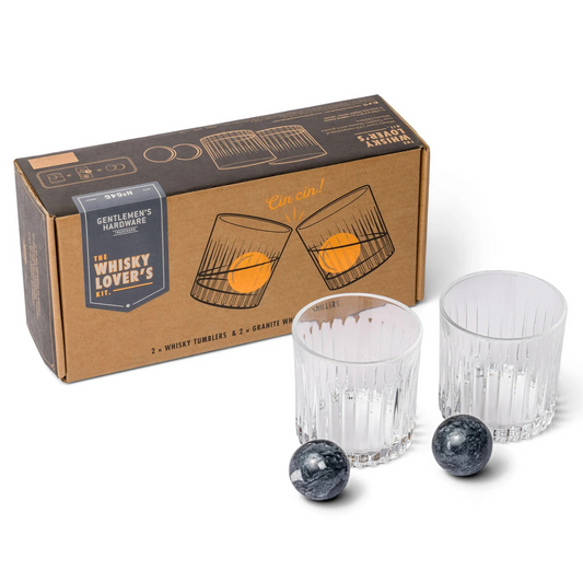 Whisky Tumbler Glasses & Ice Stones Set