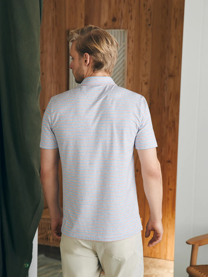 Faherty Movement™ Short-Sleeve Polo Shirt - Horizon Line Stripe