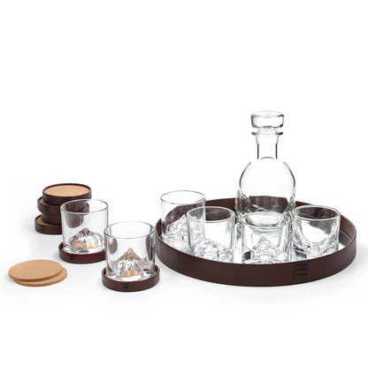 Luxury Crystal Whiskey Peaks Decanter - Set of 6
