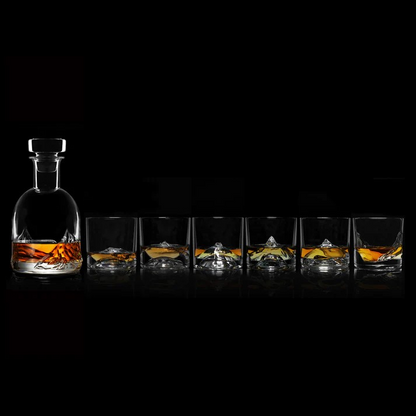 Luxury Crystal Whiskey Peaks Decanter - Set of 6