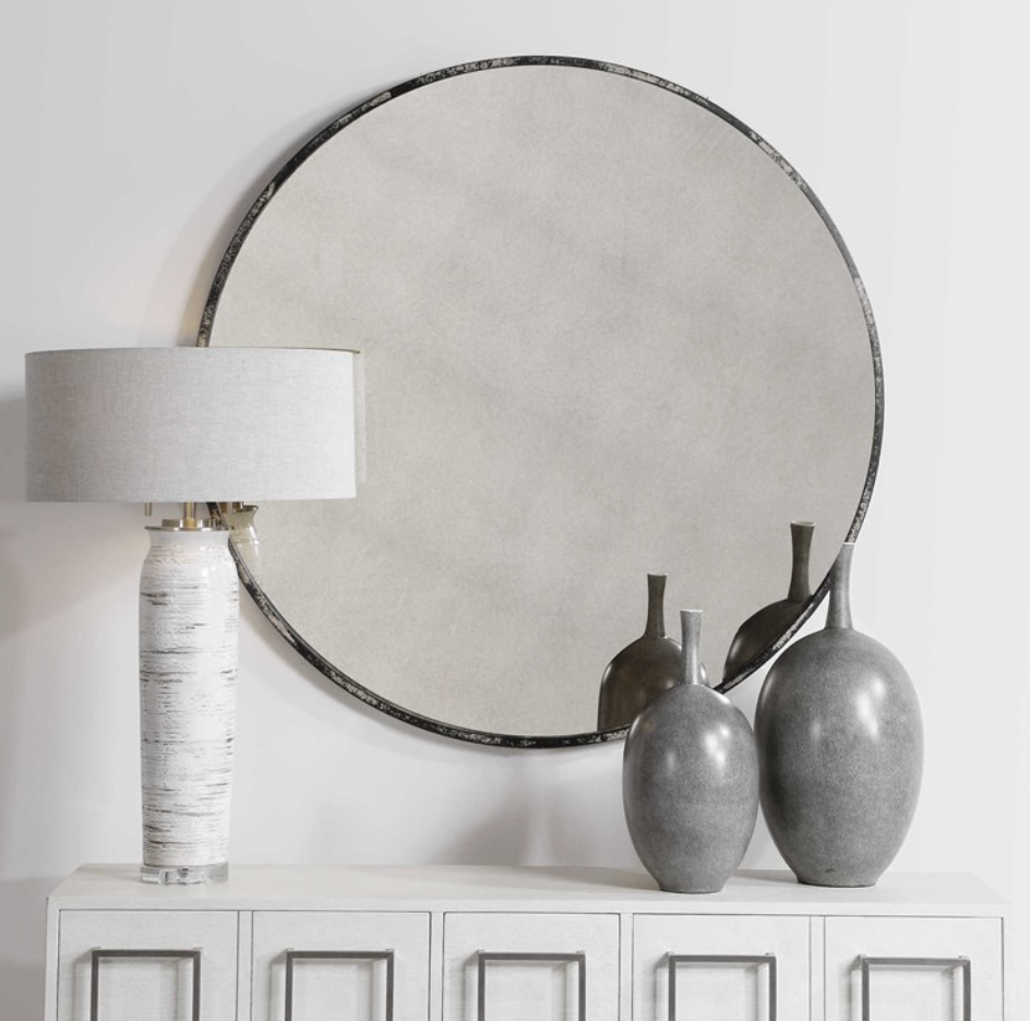 Juniper Round Mirror - Antique White